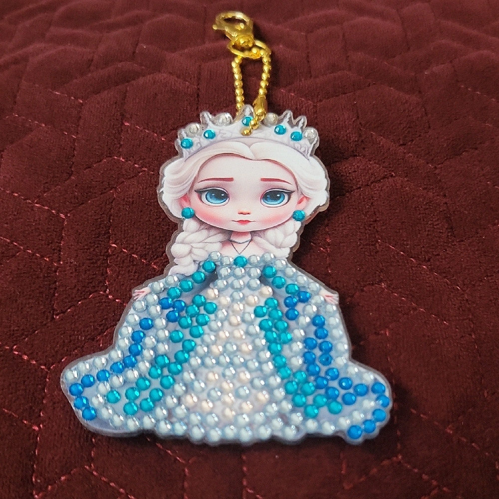 Frozen Character Keychain with Blue and White Beads